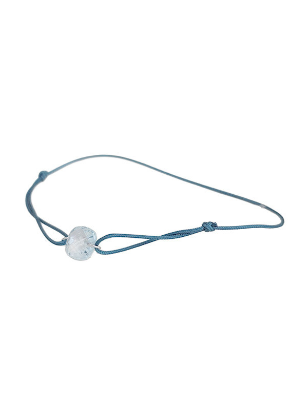 Bracelet Topaze Bleue Coussin Or Blanc et Cordon Bleu Bellon | UB Bijoux