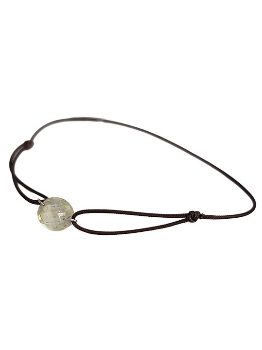 Bracelet Citrine Ovale Or Blanc et Cordon Bleu Bellon | UB Bijoux