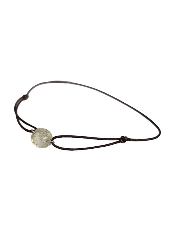 Bracelet Citrine Ovale Or Blanc et Cordon Bleu Bellon | UB Bijoux