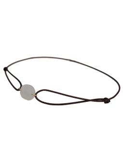 Bracelet Pierre de Lune Ovale Or Jaune et Cordon Marron Bellon | UB Bijoux