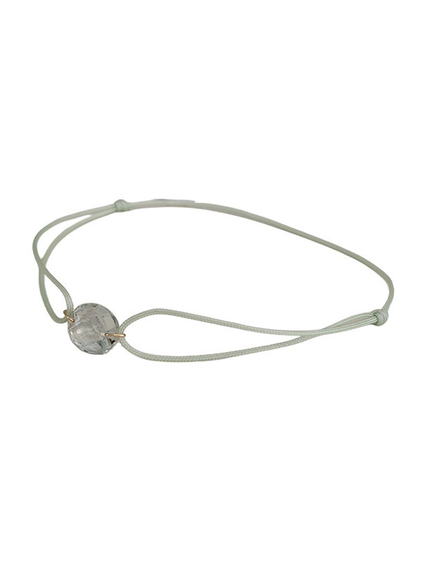 Bracelet Quartz Vert Ovale Or Jaune et Cordon Vert Bellon | UB Bijoux