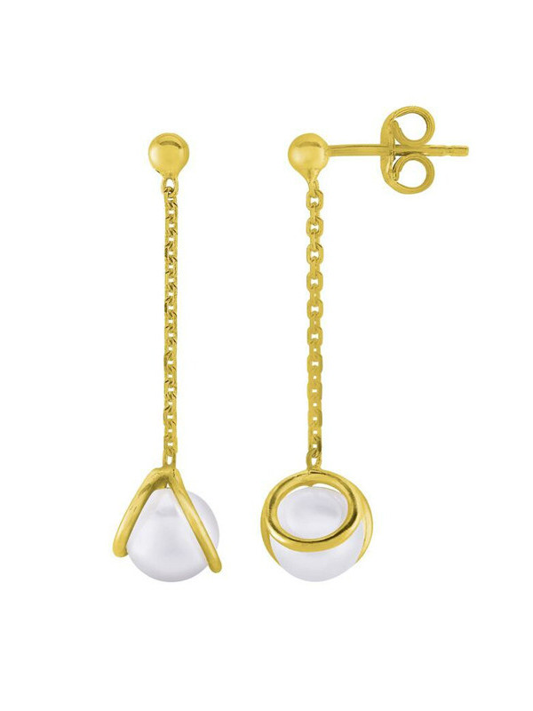 Boucles d'Oreilles Argent Doré et Perle blanche Jourdan Lyse | UB Bijoux