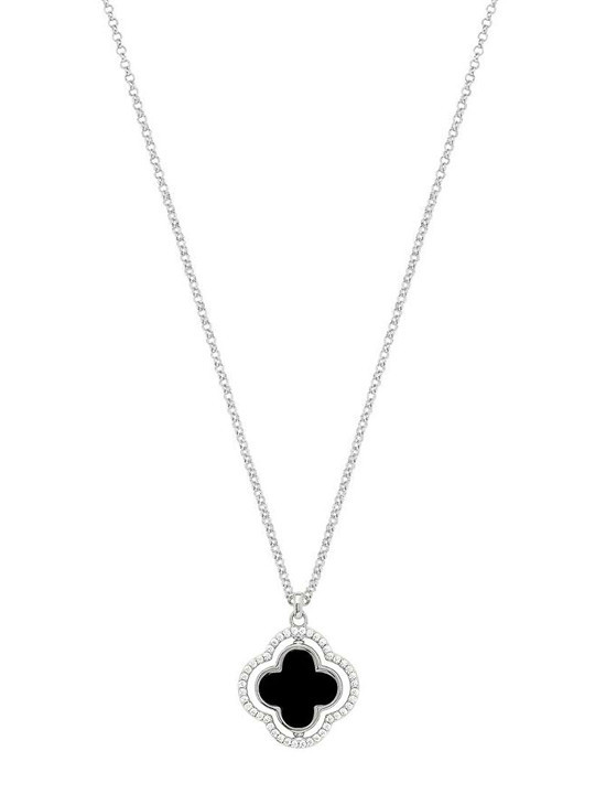 Collier Réversible Argent Oxydes de Zirconium Nacre et Onyx Charles Garnier | UB Bijoux