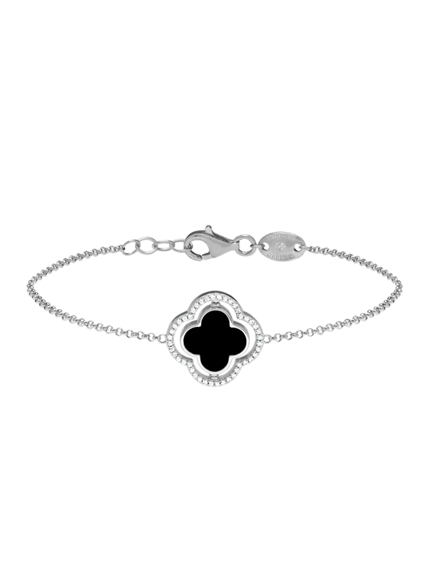 Bracelet Réversible Argent Oxydes de Zirconium Nacre et Onyx Charles Garnier | UB Bijoux