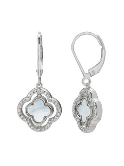 Boucles d'Oreilles Réversibles Argent Oxydes de Zirconium Nacre et Onyx Charles Garnier | UB Bijoux