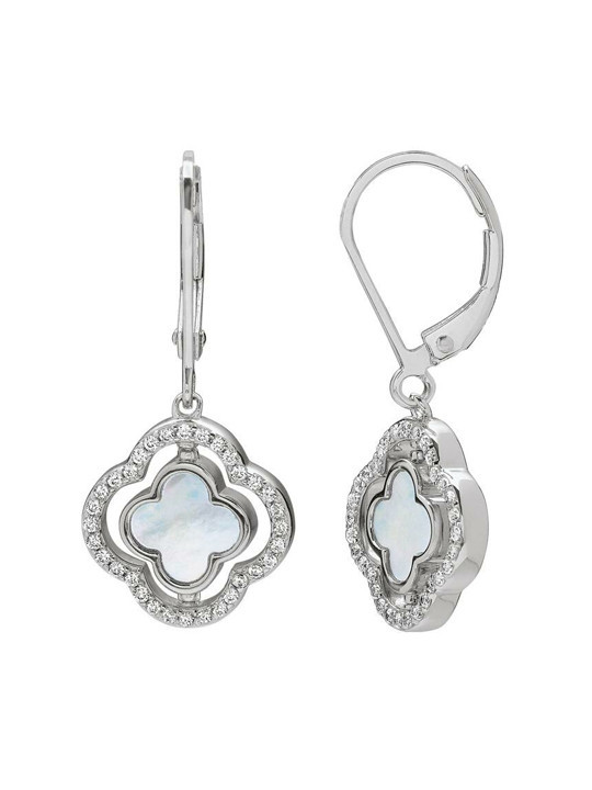 Boucles d'Oreilles Réversibles Argent Oxydes de Zirconium Nacre et Onyx Charles Garnier | UB Bijoux