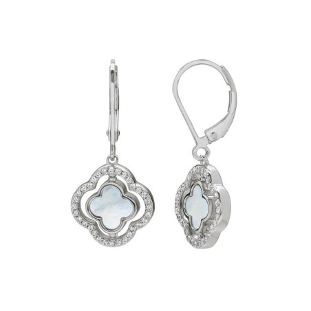 Boucles d'Oreilles Réversibles Argent Oxydes de Zirconium Nacre et Onyx Charles Garnier | UB Bijoux