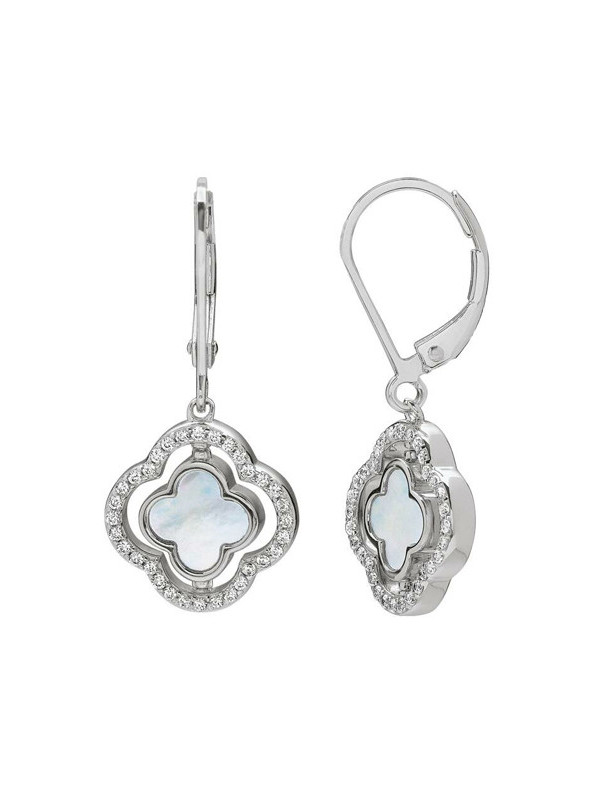 Boucles d'Oreilles Réversibles Argent Oxydes de Zirconium Nacre et Onyx Charles Garnier | UB Bijoux