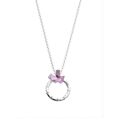 Collier Couleur Argent Pierres Roses et Violettes Les Georgettes | UB Bijoux