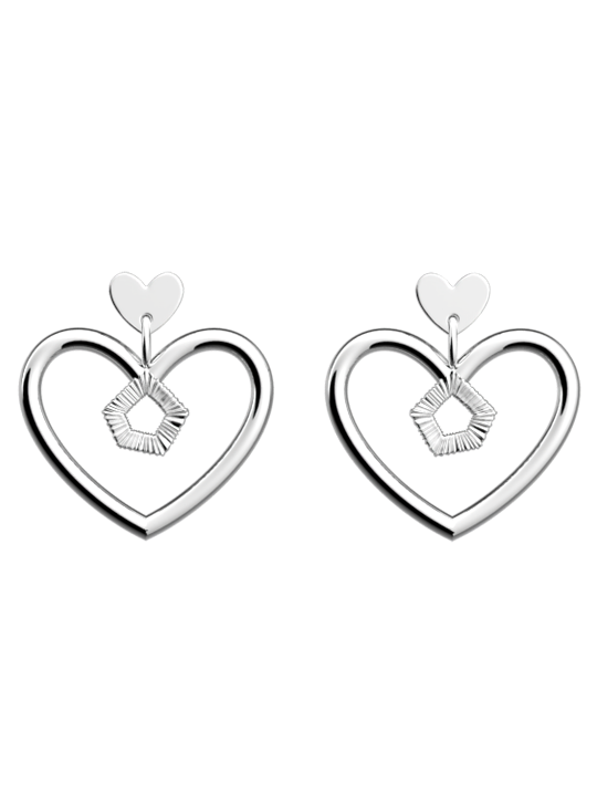 Boucles d'Oreilles Couleur Argent Girafe Coeur Les Georgettes | UB Bijoux