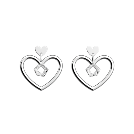 Boucles d'Oreilles Couleur Argent Girafe Coeur Les Georgettes | UB Bijoux