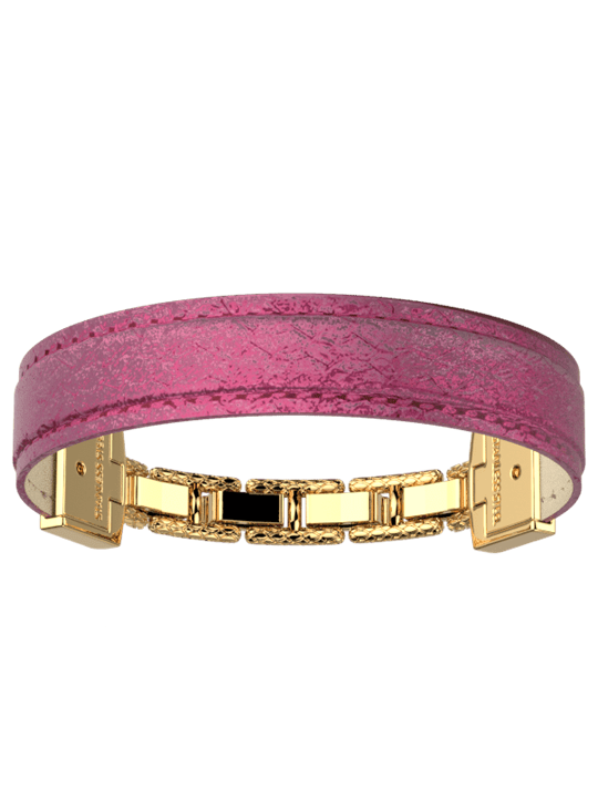 Bracelet Doré Twist Cuir Ecailles Framboise Les Georgettes | UB Bijoux