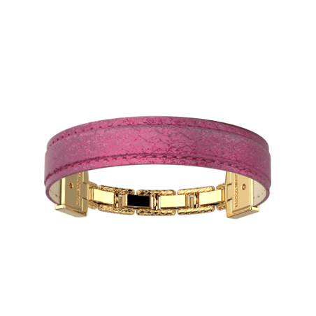 Bracelet Doré Twist Cuir Ecailles Framboise Les Georgettes | UB Bijoux