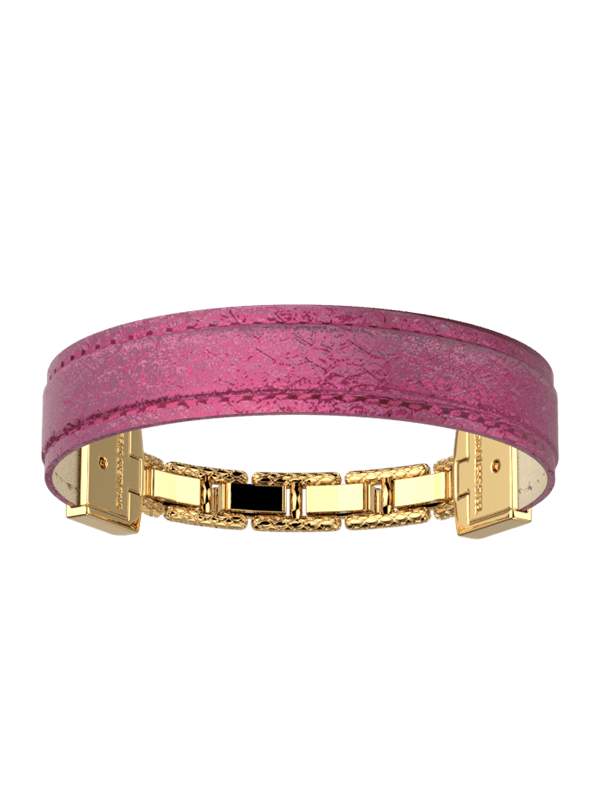 Bracelet Doré Twist Cuir Ecailles Framboise Les Georgettes | UB Bijoux