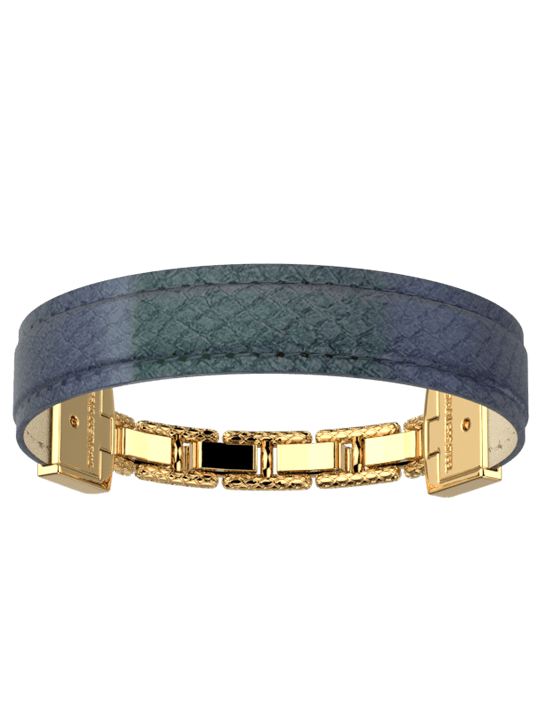 Bracelet Doré Twist Cuir Ecailles Pétrole Les Georgettes | UB Bijoux