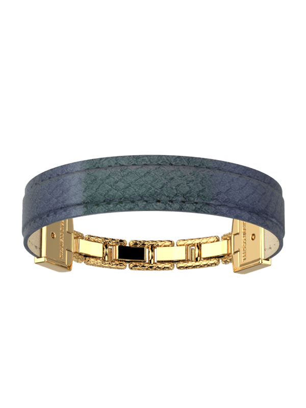Bracelet Doré Twist Cuir Ecailles Pétrole Les Georgettes | UB Bijoux