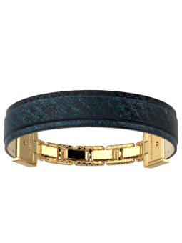 Bracelet Doré Twist Cuir Ecailles Noir Bleuté Les Georgettes | UB Bijoux