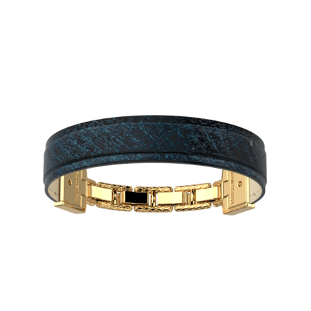 Bracelet Doré Twist Cuir Ecailles Noir Bleuté Les Georgettes | UB Bijoux