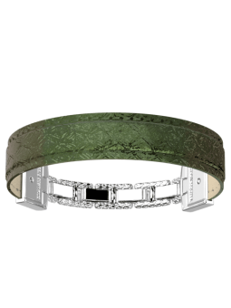 Bracelet Couleur Argent Twist Cuir Ecailles Vert Iridescent Les Georgettes | UB Bijoux