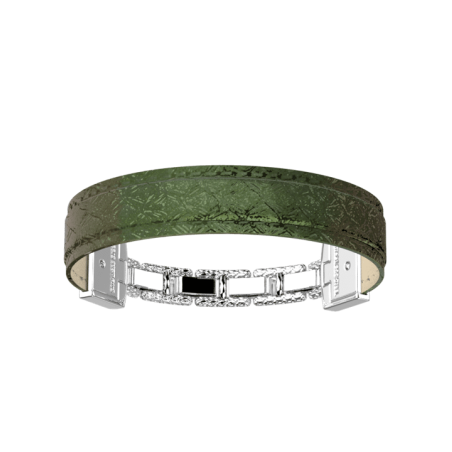 Bracelet Couleur Argent Twist Cuir Ecailles Vert Iridescent Les Georgettes | UB Bijoux
