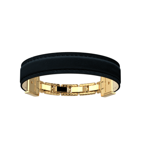 Bracelet Doré Twist Cuir Noir Les Georgettes | UB Bijoux