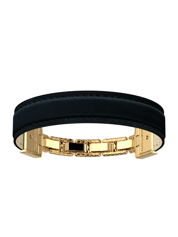 Bracelet Doré Twist Cuir Noir Les Georgettes | UB Bijoux