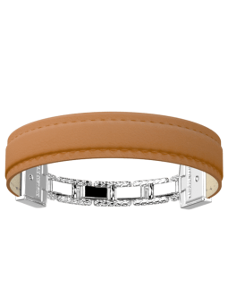 Bracelet Couleur Argent Twist Cuir Camel Les Georgettes | UB Bijoux