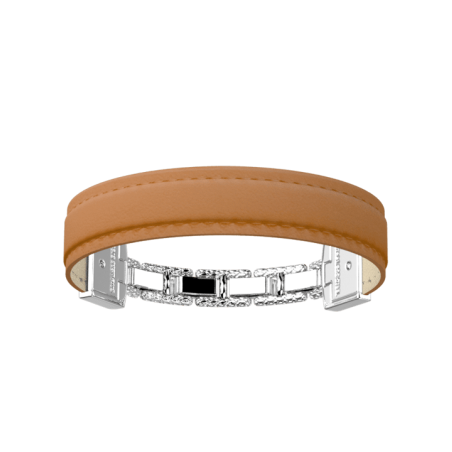 Bracelet Couleur Argent Twist Cuir Camel Les Georgettes | UB Bijoux
