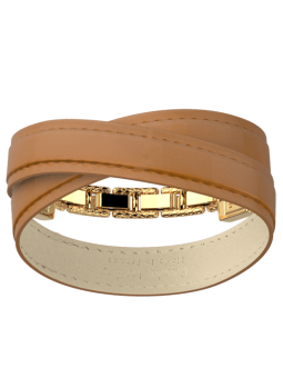 Bracelet Doré Twist Cuir Camel Double Les Georgettes | UB Bijoux