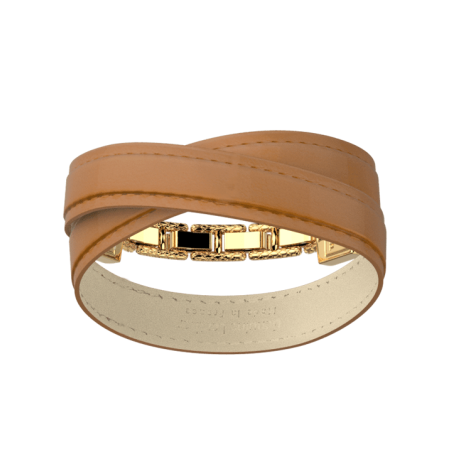 Bracelet Doré Twist Cuir Camel Double Les Georgettes | UB Bijoux