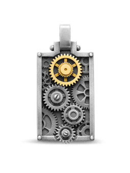 Pendentif Argent et Or Jaune Engrenages Tournaire | UBBijoux.com