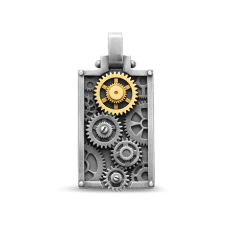 Pendentif Argent et Or Jaune Engrenages Tournaire | UBBijoux.com