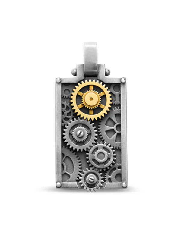 Pendentif Argent et Or Jaune Engrenages Tournaire | UBBijoux.com