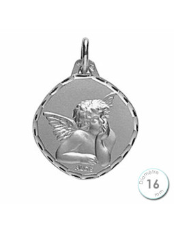 Médaille De Baptême Ange Or Blanc 750 - Augis | UB Bijoux