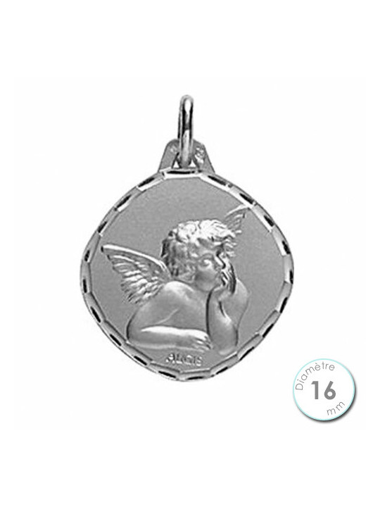 Médaille De Baptême Ange Or Blanc 750 - Augis | UB Bijoux