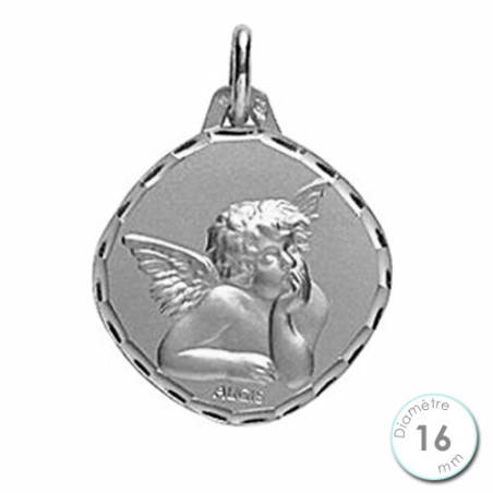 Médaille De Baptême Ange Or Blanc 750 - Augis | UB Bijoux