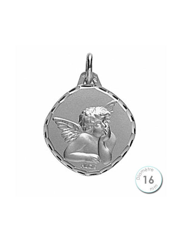 Médaille De Baptême Ange Or Blanc 750 - Augis | UB Bijoux