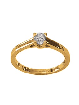 Solitaire V Or Jaune 750 et Diamant