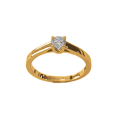 Solitaire V Or Jaune 750 et Diamant