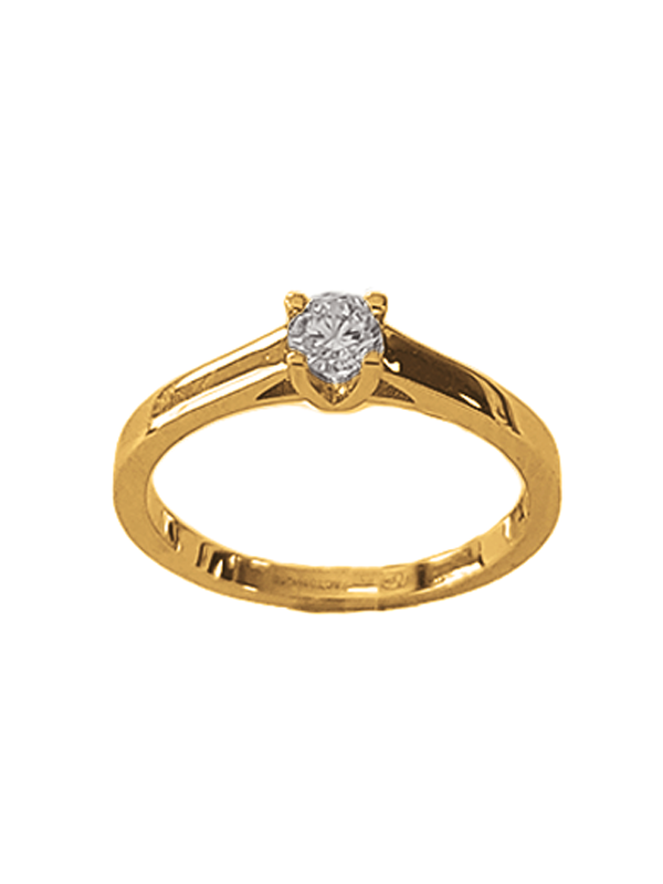Solitaire V Or Jaune 750 et Diamant