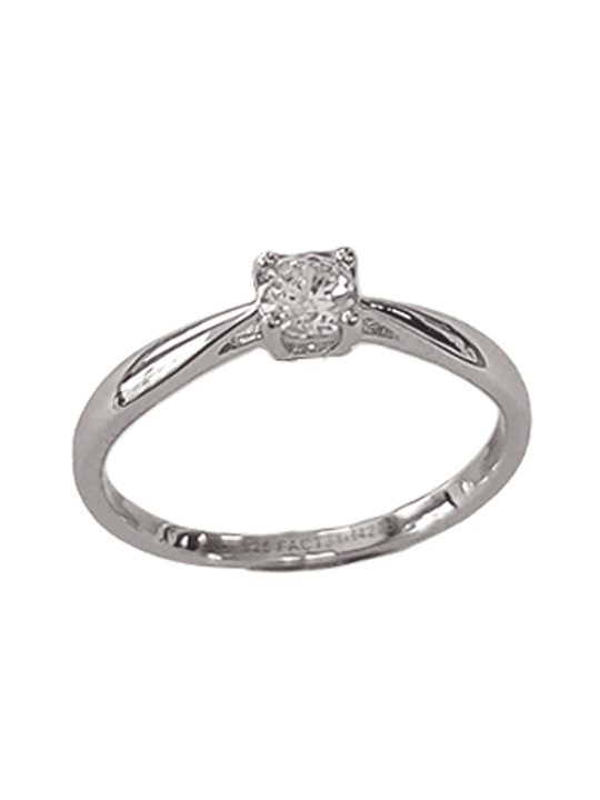 Solitaire Palmette Or Blanc 750 et Diamant | UBBijoux.com