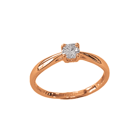 Solitaire Palmette Or Rose 750 et Diamant | UBBijoux.com