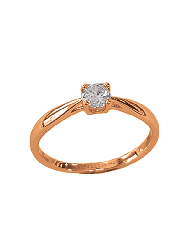 Solitaire Palmette Or Rose 750 et Diamant | UBBijoux.com