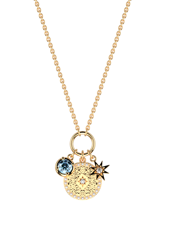 Collier Doré Pierre Bleu Ciel Les Georgettes | UB Bijoux