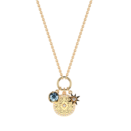 Collier Doré Pierre Bleu Ciel Les Georgettes | UB Bijoux