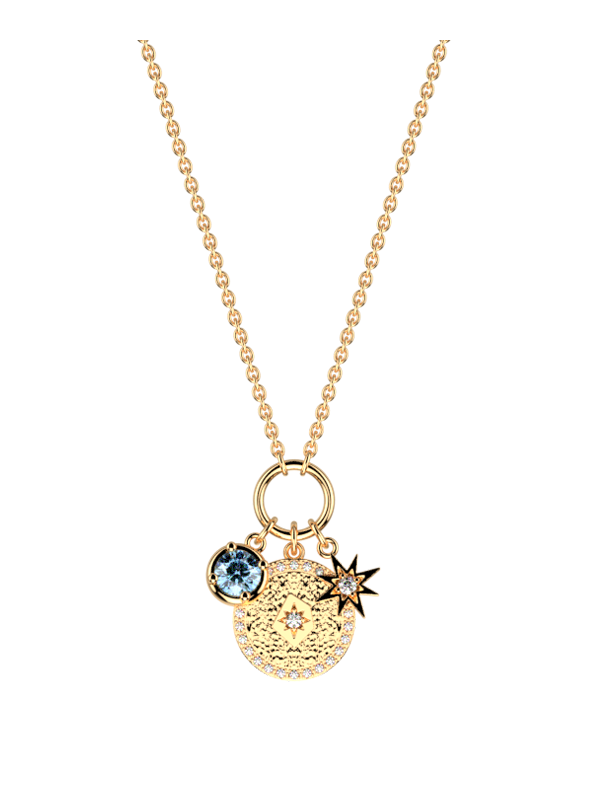 Collier Doré Pierre Bleu Ciel Les Georgettes | UB Bijoux