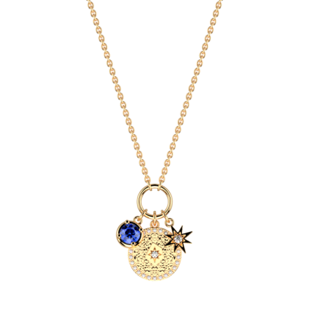 Collier Doré Pierre Bleu Aquamarin Les Georgettes | UB Bijoux