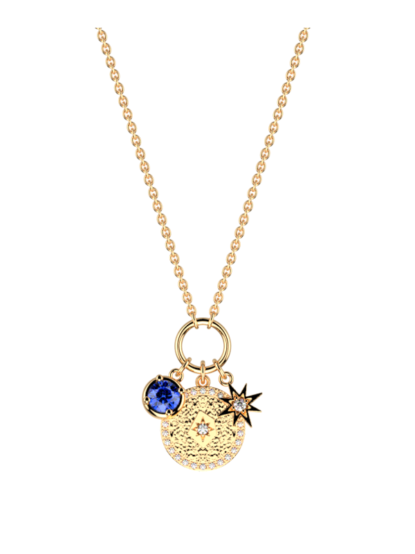 Collier Doré Pierre Bleu Aquamarin Les Georgettes | UB Bijoux