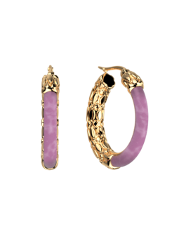 Boucles d'Oreilles Doré Résine Mauve Duo Les Georgettes | UB Bijoux