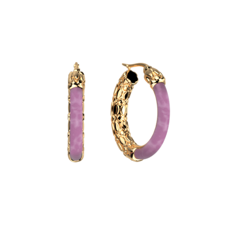 Boucles d'Oreilles Doré Résine Mauve Duo Les Georgettes | UB Bijoux